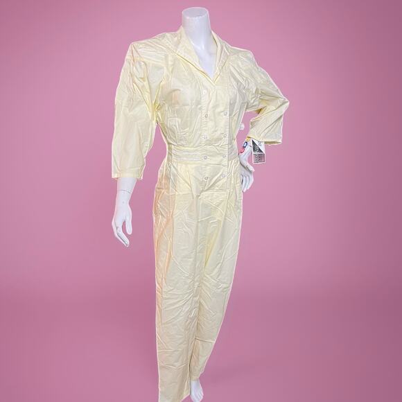 VINTAGE 80s Deadstock Pastel Jumpsuit Size 14 Sunshine Starshine NWT Retro - Picture 1 of 6